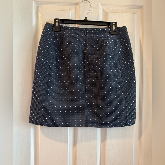 Loft Navy Blue Polka Dot Skirt Size 4 Preppy Business Casual Office - Picture 4 of 7